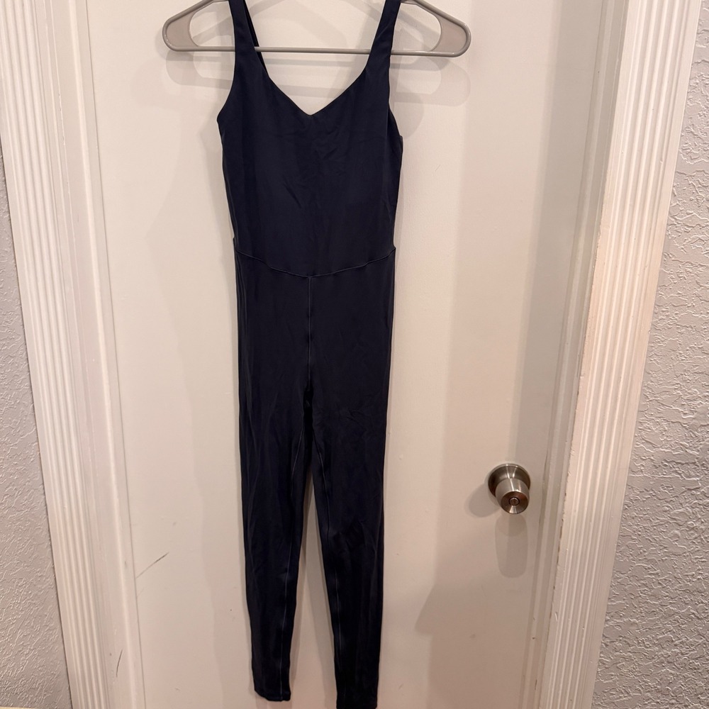 OFFLINE by Aerie Real Me Full Length Bodysuit Small Navy Athleisure Minimalist - Picture 2 of 5